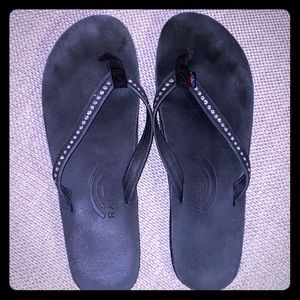 Ladies rhinestone rainbow sandals / flip flops